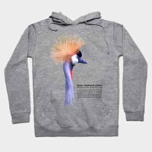 Grey crowned crane tropical birdblack text Hoodie